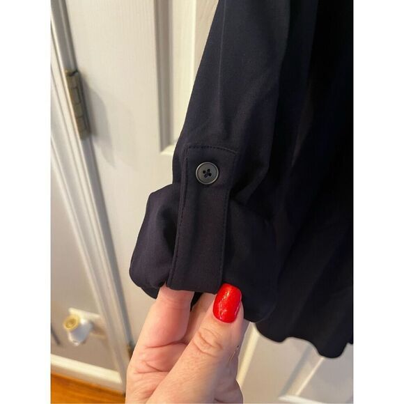 J. Jill Deep Navy Heavy Knit Tab Sleeve Button Down Tunic Top sz L NWOT - Picture 4 of 7